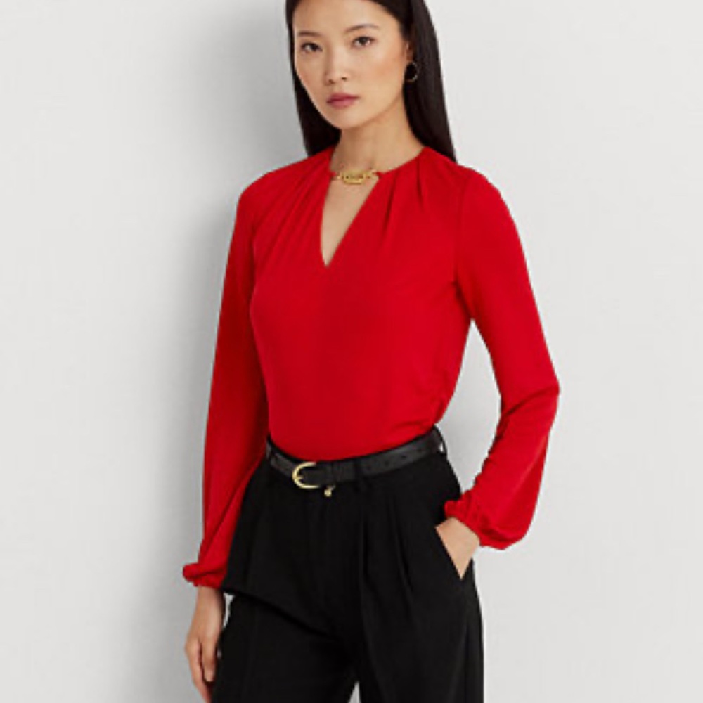 Ralph Lauren Logo-Trim Stretch Jersey Top